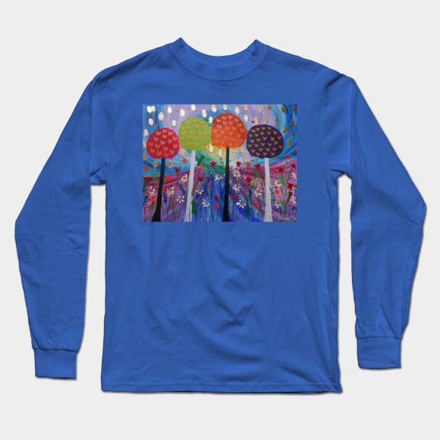 Lollipop Trees in a Rainbow Sky Long Sleeve T-Shirt by Casimirasquirkyart